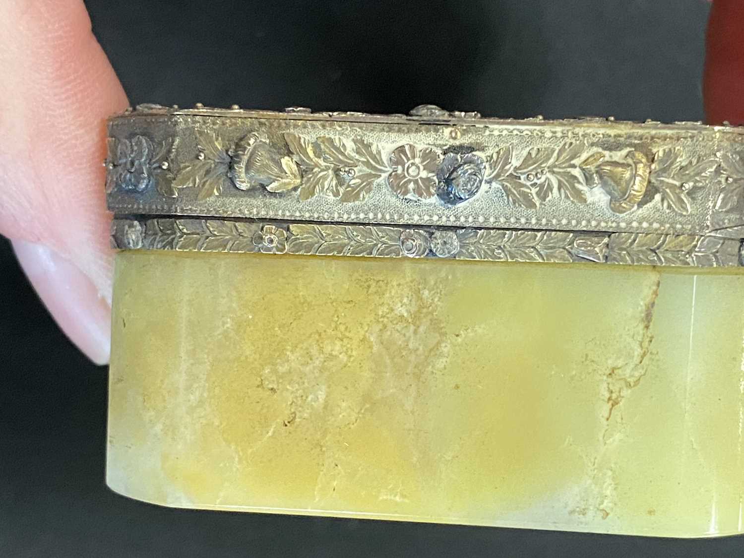 A 19th century yellow and white metal mounted onyx box - Image 3 of 15