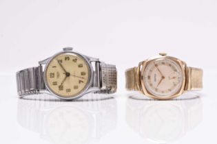 Vertex: A gentleman's 9ct gold wristwatch, and a Smiths stainless steel wristwatch