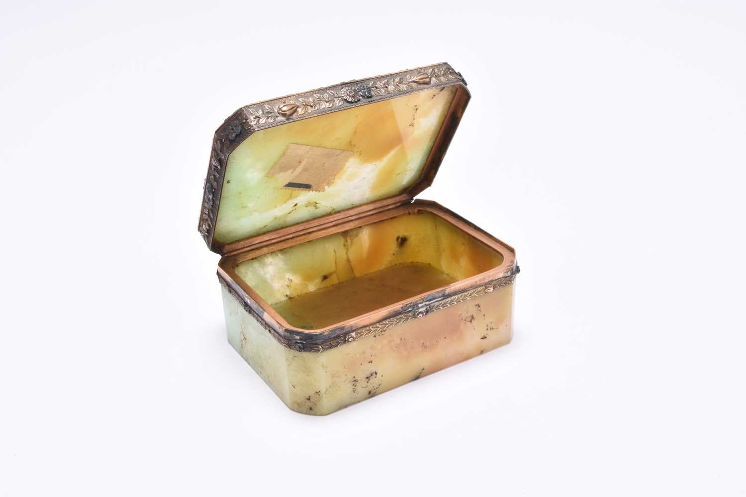 A 19th century yellow and white metal mounted onyx box - Image 2 of 15