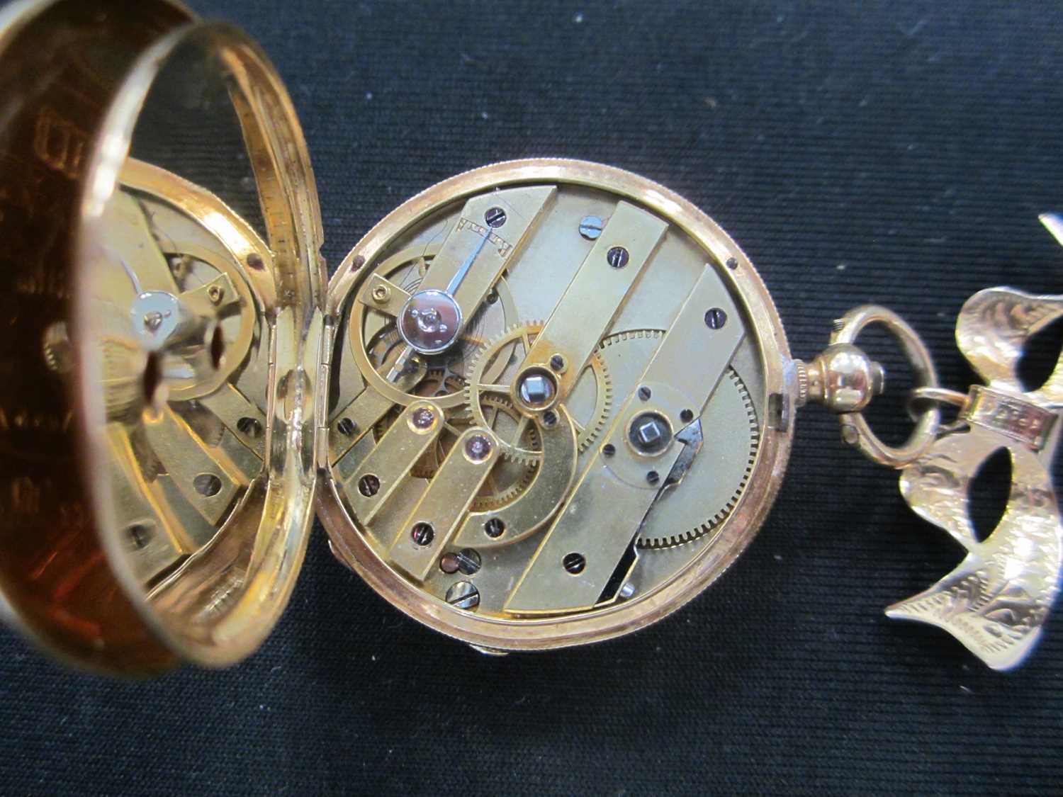 An 18ct gold enamel and diamond set pocket watch - Image 4 of 7