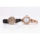 A lady's 9ct gold bracelet watch and a 9ct wristwatch
