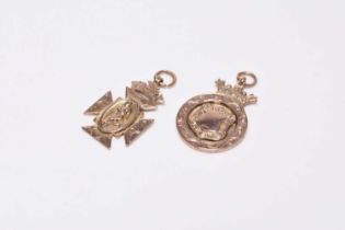 Two 9ct gold engraved fobs