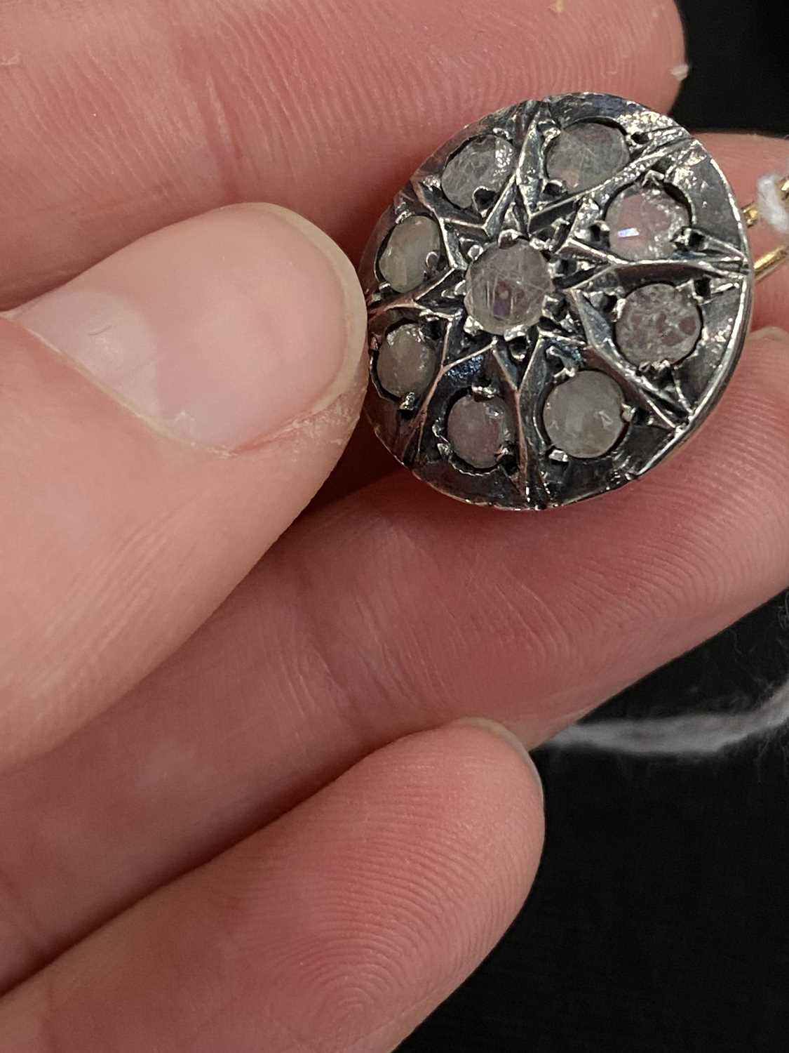 A pair of rose cut diamond circular cluster earrings - Image 6 of 13