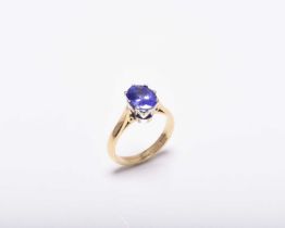 An 18ct gold single stone tanzanite ring