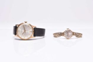 Garrard and Rotary: A gentleman's and a lady's 9ct gold wristwatches