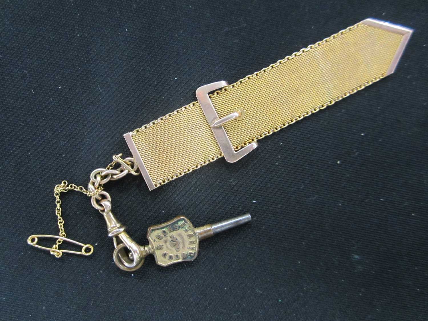 A lady's 18ct gold open face pocket watch, with 9ct mesh fob - Image 8 of 9