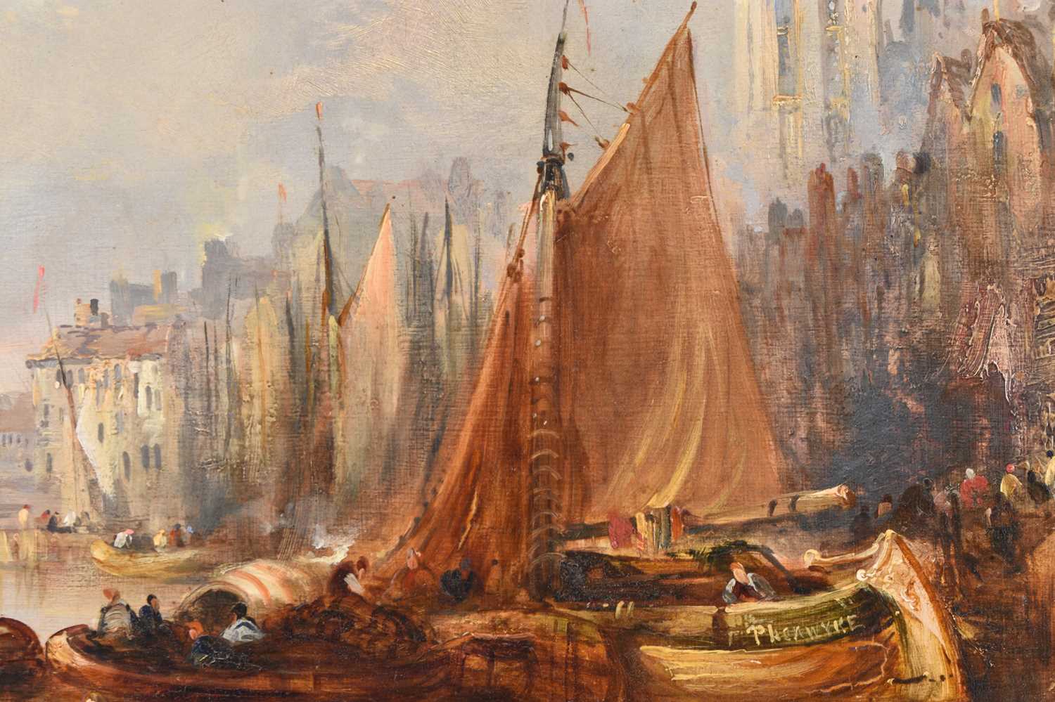 Attributed to Thomas Fenwick (fl.1835-1850) Fishing Boats at a Harbour Town - Image 2 of 4