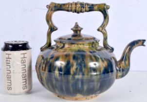 A Dunmore style glazed pottery Tea pot 21 cm.