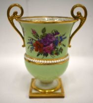 Early 19th century Flight, Barr, and Barr Worcester two handled vase painted with flowers on a