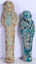 Two Egyptian turquoise glazed Shabti 18 cm (2)