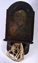 WILLIAM FRY, ODIHAM. A GEORGE III HOODED WALL CLOCK the mahogany case with break arch hood and