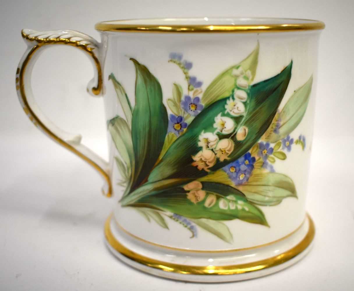 Royal Worcester presentation mug painted with a large bouquet of flowers and Lily of the Valley - Image 3 of 5