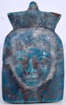 An Egyptian turquoise glazed tile 12 x 7 cm