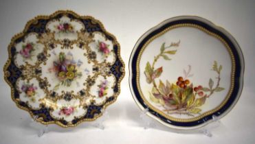 Royal Worcester shaped circular plate, painted by W Hale, signed, with berries and leaves, banded