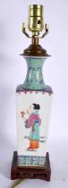 AN EARLY 20TH CENTURY CHINESE FAMILLE ROSE PORCELAIN LAMP Late Qing/Republic. 38 cm high.