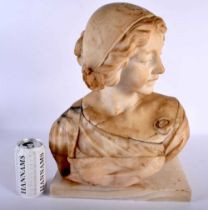 AN ANTIQUE EUROPEAN CARVED MARBLE BUST OF A FEMALE. 40 cm x 20 cm.