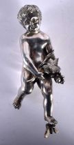 A FINE 19TH CENTURY ENGLISH WHITE METAL FIGURE OF A YOUNG BOY probably silver, beautifully cast