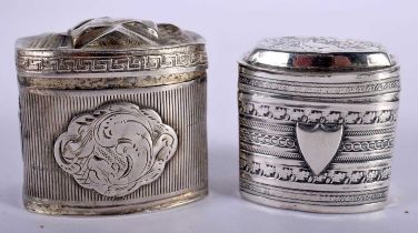 Two Continental Silver Pill Boxes. Foreign Marks, Largest 4cm x 4cm x 3cm, total weight 41.4g (2)