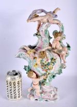 A LARGE 19TH CENTURY GERMAN DRESDEN PORCELAIN JUG mounted with assorted putti in various pursuits.