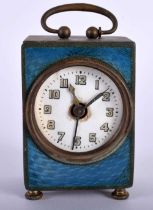 A Miniature Carriage Clock with Enamel front. 6cm (excl handle) x 4.4cm x 3.5cm, Not working