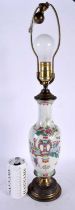 AN EARLY 20TH CENTURY CHINESE FAMILLE ROSE PORCELAIN LAMP Late Qing/Republic. 55 cm high.