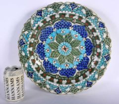 AN UNUSUAL ANTIQUE FRENCH LACHENAL IZNIK POTTERY PLATE modelled in the Islamic style. 35 cm