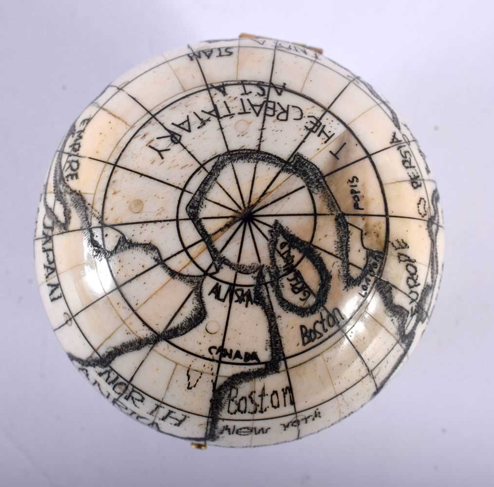 A Bone Globe with a Compass insert. 7cm x 7cm x 7cm - Image 4 of 5