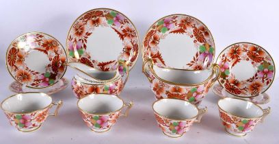 A LATE 18TH CENTURY FLIGHT BARR & BARR WORCESTER PART TEA SET painted with imari type flowers.