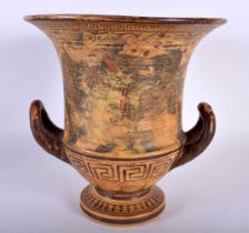 A TWIN HANDLED CLASSICAL POTTERY VASE After the Antiquity. 21 cm x 18 cm.