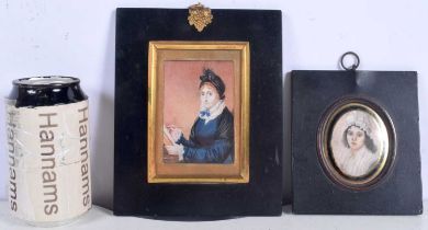 Two early 19th Century Portrait miniatures in wooden frames largest 9 x 6 cm (2).
