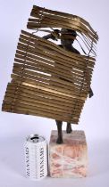 A LARGE ART DECO BRONZE FIGURE OF A FEMALE modelled peering through blinds. 42 cm high.
