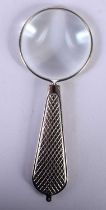 A SILVER PLATED MAGNIFYING GLASS. 11.25 cm x 4 cm.