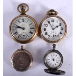 Four Pocket Watches. Largest 5cm, 1 x Sterling, 1 x 800. Not working (4)