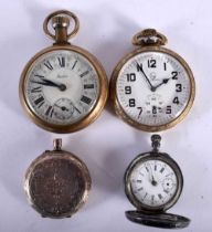 Four Pocket Watches. Largest 5cm, 1 x Sterling, 1 x 800. Not working (4)