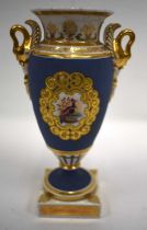 19th century Chamberlain’s Worcester porcelain two-handled vase painted by Dr. Davis with a fancy
