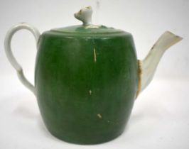 18th century Worcester teapot and cover painted in the workshop of James Giles with a green ground
