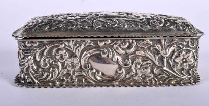AN Embossed Silver Box. Hallmarked Birmingham, 10cm x 5cm x 3.2cm, weight 70.8g