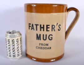 A CHARMING NOVELTY COUNTRY POTTERY SALT GLAZED CHEDDAR FATHERS MUG. 23 cm x 20 cm.