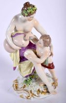 A 19TH CENTURY GERMAN KPM BERLIN PORCELAIN FIGURAL GROUP modelled as a mother and child upon a