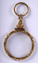 AN ANTIQUE YELLOW METAL MAGNIFYING GLASS. 11.6 grams overall. 7 cm x 3.5 cm.