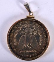 An American Dollar Pendant. 3.8cm diameter, weight 29g
