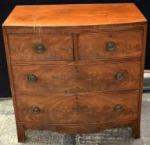 A VICTORIAN MAHOGANY CHEST OF DRAWERS. 88 cm x 92 cm x 46 cm.