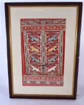 AN UNUSUAL 19TH CENTURY CHINESE RED SILK EMBROIDERED EIGHT CRANE PANEL Qing. 54 cm x 44 cm.