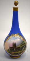 Chamberlain Worcester scent bottle and stopper painted with a scene titled Malvern in gilt panel,