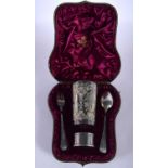 A Victorian Silver Christening Set in a Fitted Case by Mappin & Webb, Hallmarked Sheffield 1884. Cup