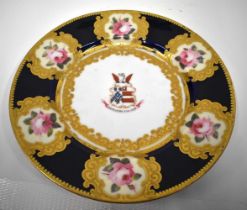 Early 19th c. Chamberlains Worcester armorial plate painted with the with the arms of Hullock