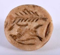 AN EARLY MIDDLE EASTERN CARVED STONE SEAL. 12.5 grams. 2.5 cm x 1.5 cm.