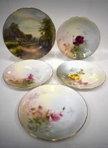 Royal Worcester plate decorative with a scene titled Little Comberton, indistinctly signed, date