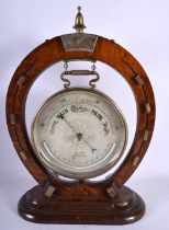 AN UNUSUAL LATE 19TH CENTURY ANEROID BAROMETER OF EQUESTRIAN INTERESTING UNUSUAL LATE 19TH CENTURY