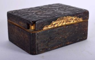 A Gold Mounted Tortoiseshell Box with Hinged Lid. 8cm x 6cm x 3.5cm